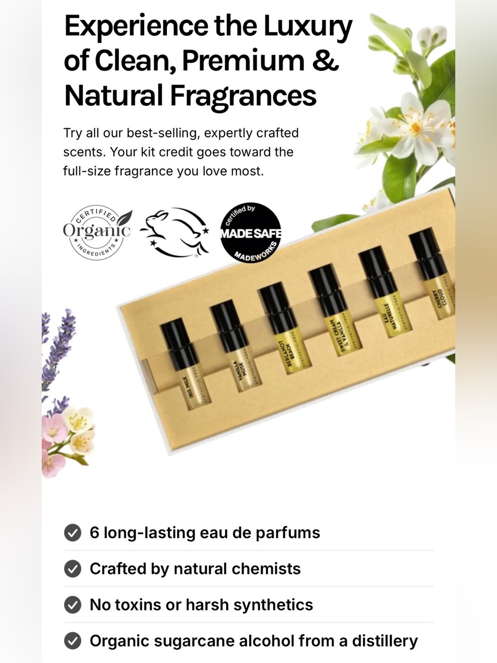 5-Piece Natural Fragrance Vial Set - Floral Scents